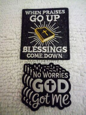 Inspirational Christian Iron-On Patches – Black & White with Gold Accent